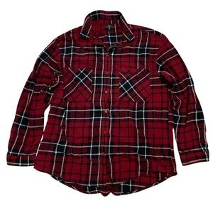 G:21 Red Black Plaid Flannel Button Down XL
